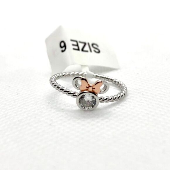𝅺SIZE 6 925 Minnie Mouse Braided Ring Rose Gold Bow - Picture 4 of 11